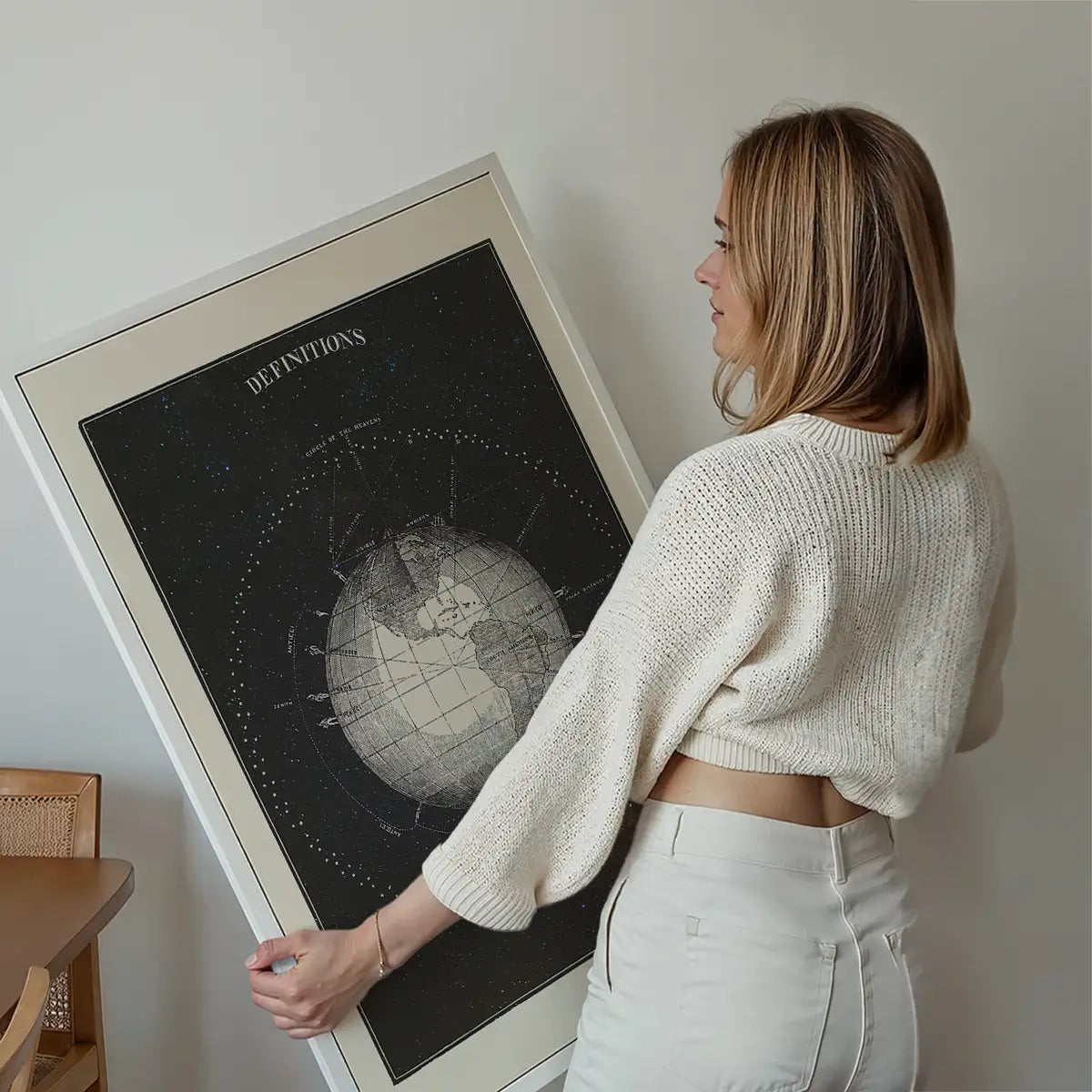 Antique Celestial astronomical chart of Planet Earth