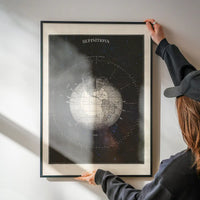 Antique Celestial astronomical chart of Planet Earth