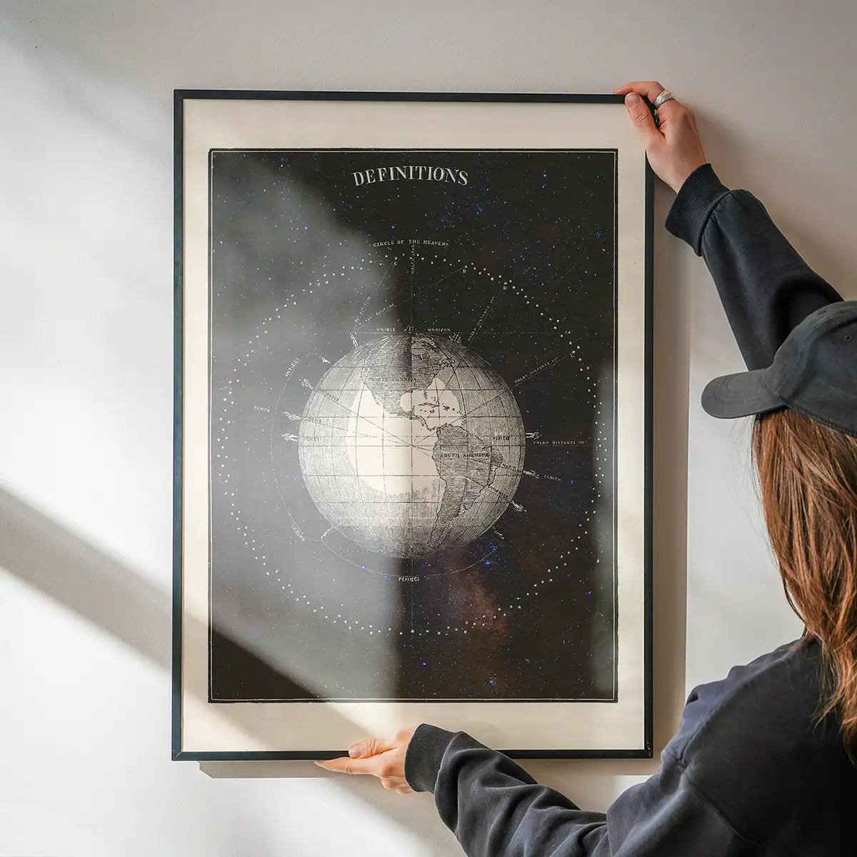 Antique Celestial astronomical chart of Planet Earth