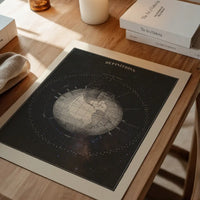 Antique Celestial astronomical chart of Planet Earth