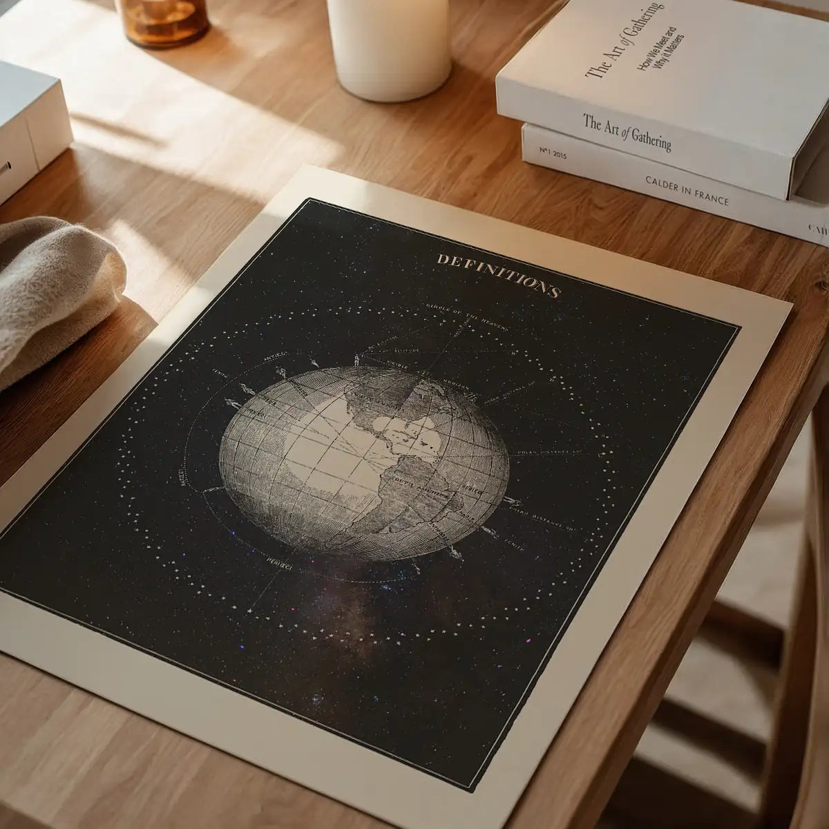 Antique Celestial astronomical chart of Planet Earth