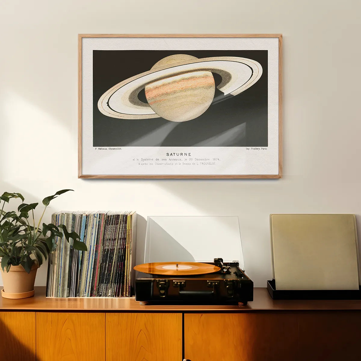 Lithograph Saturne vintage Planet Poster 1877