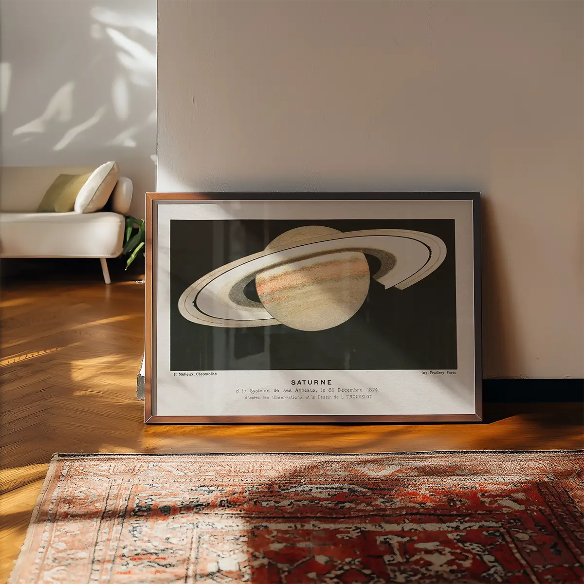 Lithograph Saturne vintage Planet Poster 1877