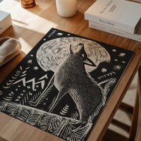Black and White Wolf Folk Art Print