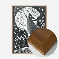 Black and White Wolf Folk Art Print