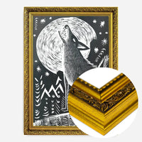 Black and White Wolf Folk Art Print