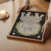 Black and White Lion Folk Art Print