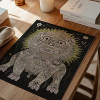 Black and White Lion Folk Art Print