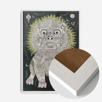 Black and White Lion Folk Art Print