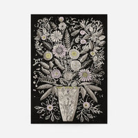 Black and White Flowers Folk Art Print