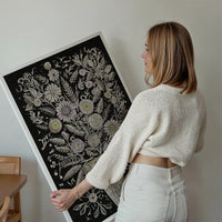Black and White Flowers Folk Art Print