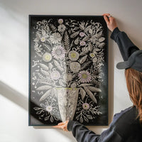 Black and White Flowers Folk Art Print