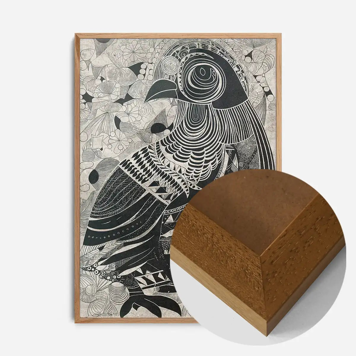 Black and White Bird Folk Art Print