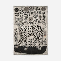 Black and White Leopard Folk Art Print