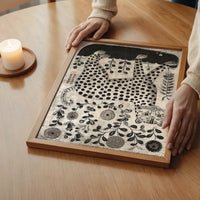Black and White Leopard Folk Art Print