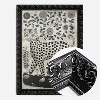 Black and White Leopard Folk Art Print