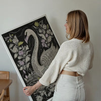 Black and White Swan Folk Art Print
