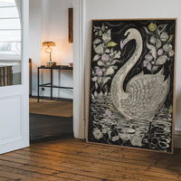 Black and White Swan Folk Art Print