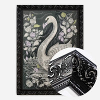 Black and White Swan Folk Art Print