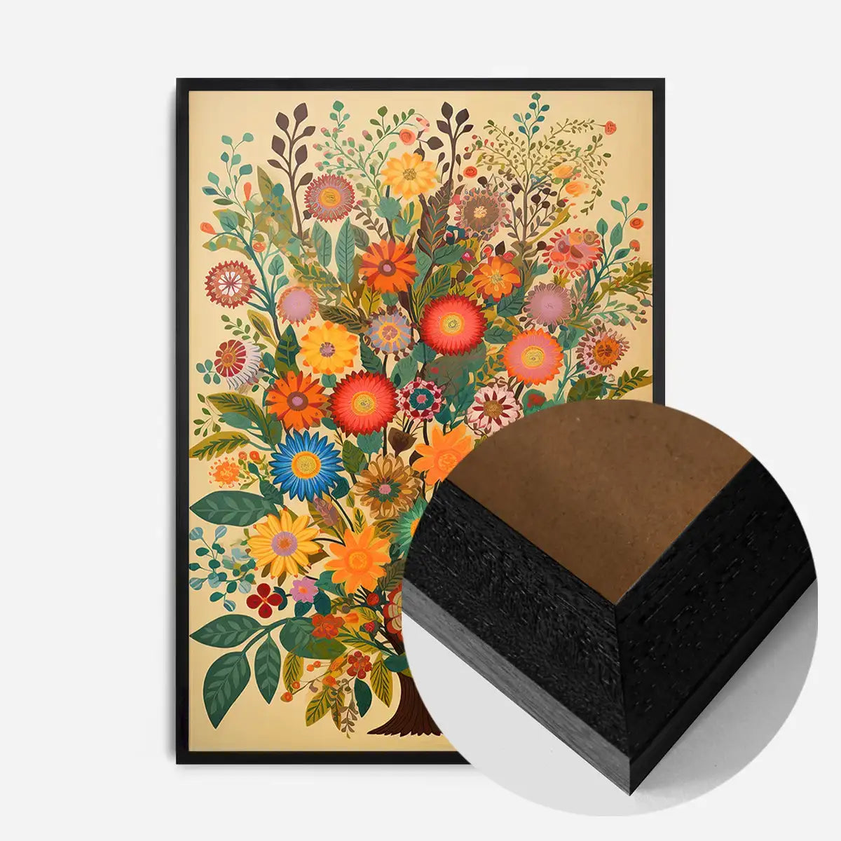 Folk Art Style Flowers Light Print