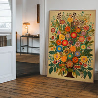 Folk Art Style Flowers Light Print