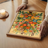 Folk Art Style Flowers Light Print