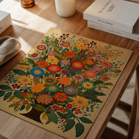 Folk Art Style Flowers Light Print