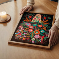 Folk Art Style Flowers Dark Print