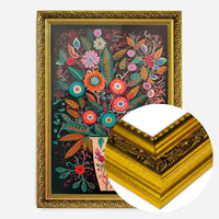 Folk Art Style Flowers Dark Print