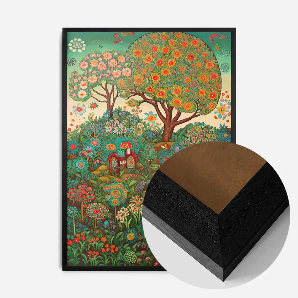 Folk Art Style Illustrated Forest Print