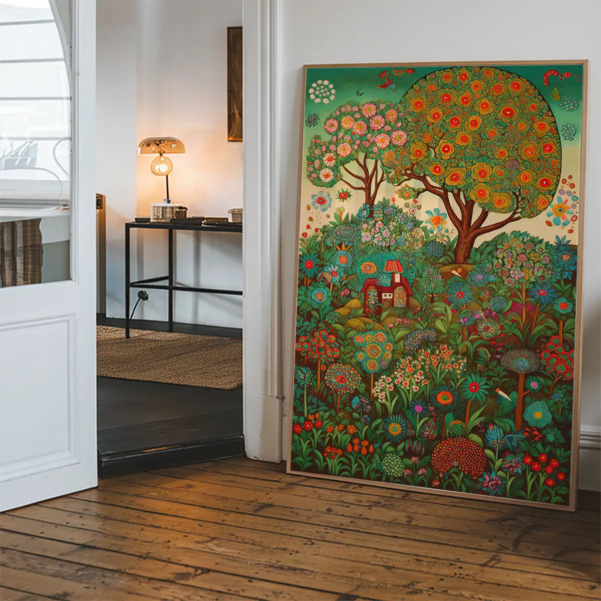 Folk Art Style Illustrated Forest Print