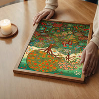 Folk Art Style Illustrated Forest Print