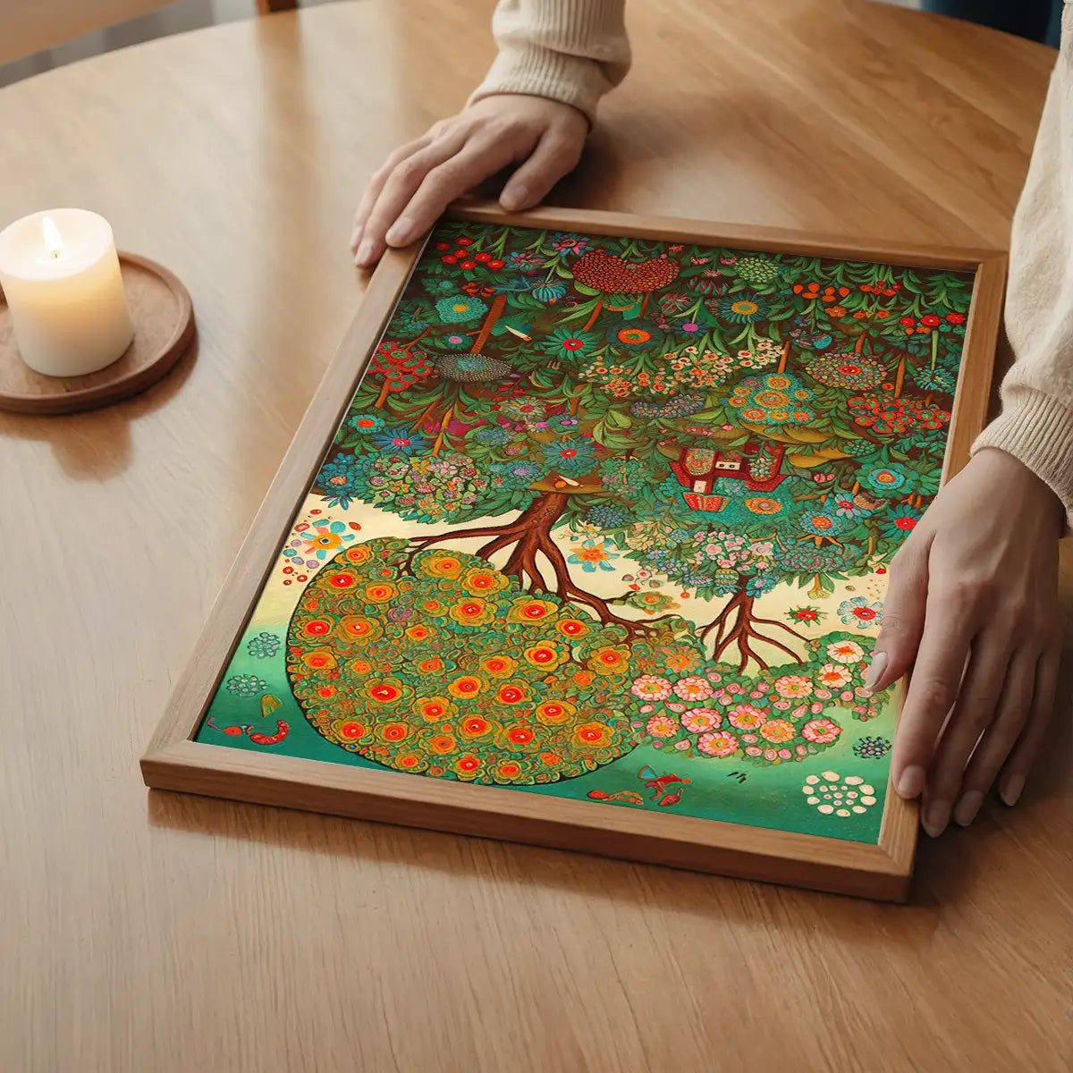 Folk Art Style Illustrated Forest Print