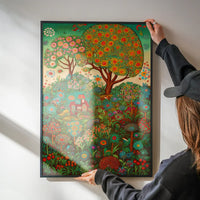 Folk Art Style Illustrated Forest Print