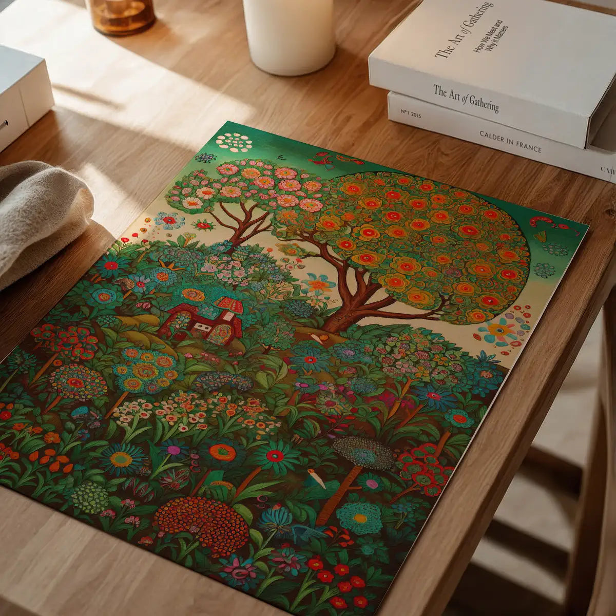 Folk Art Style Illustrated Forest Print