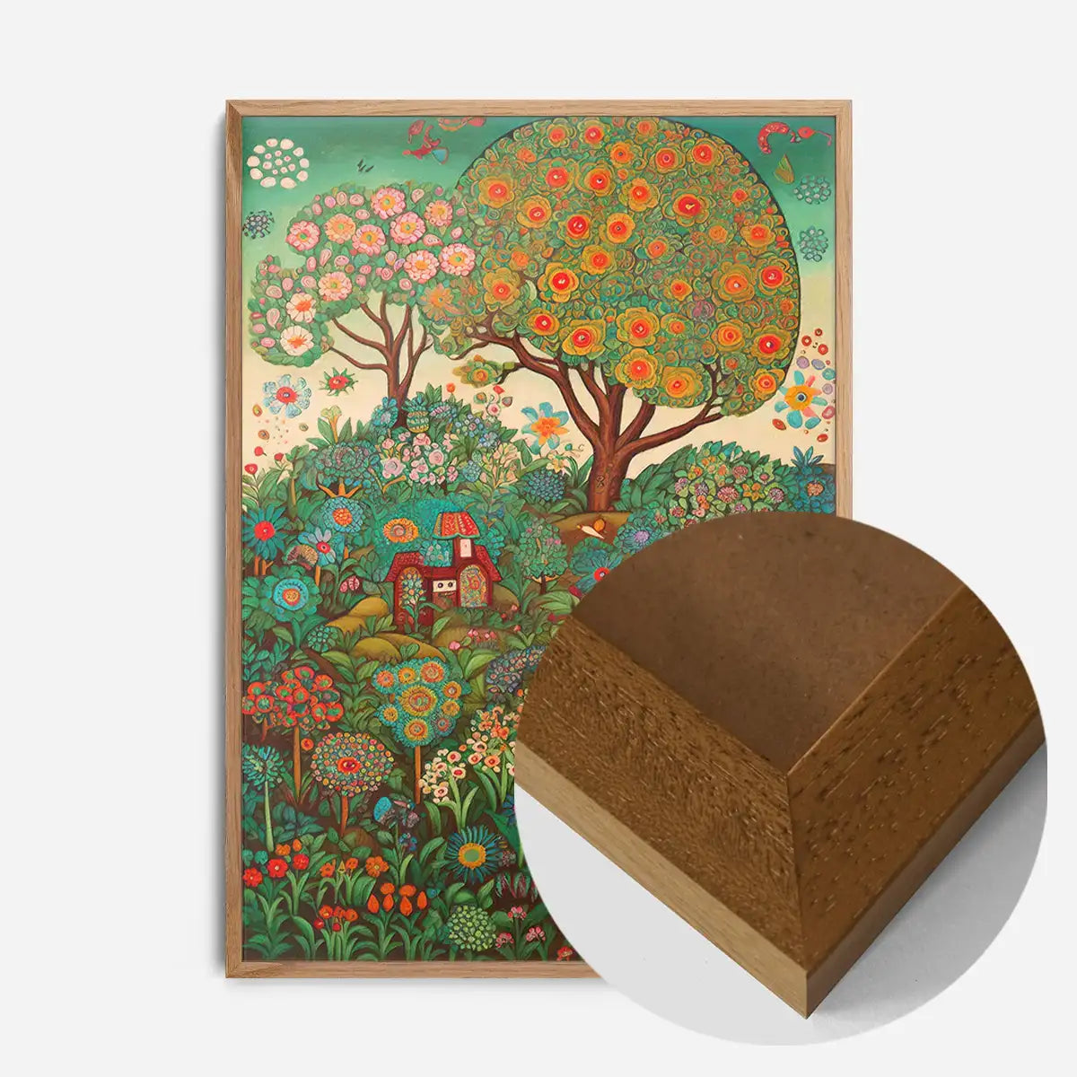 Folk Art Style Illustrated Forest Print