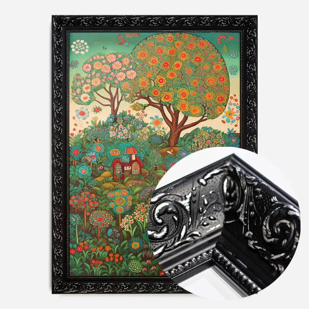 Folk Art Style Illustrated Forest Print