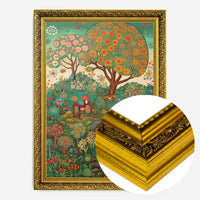 Folk Art Style Illustrated Forest Print