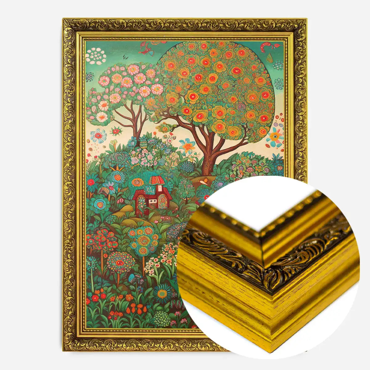 Folk Art Style Illustrated Forest Print