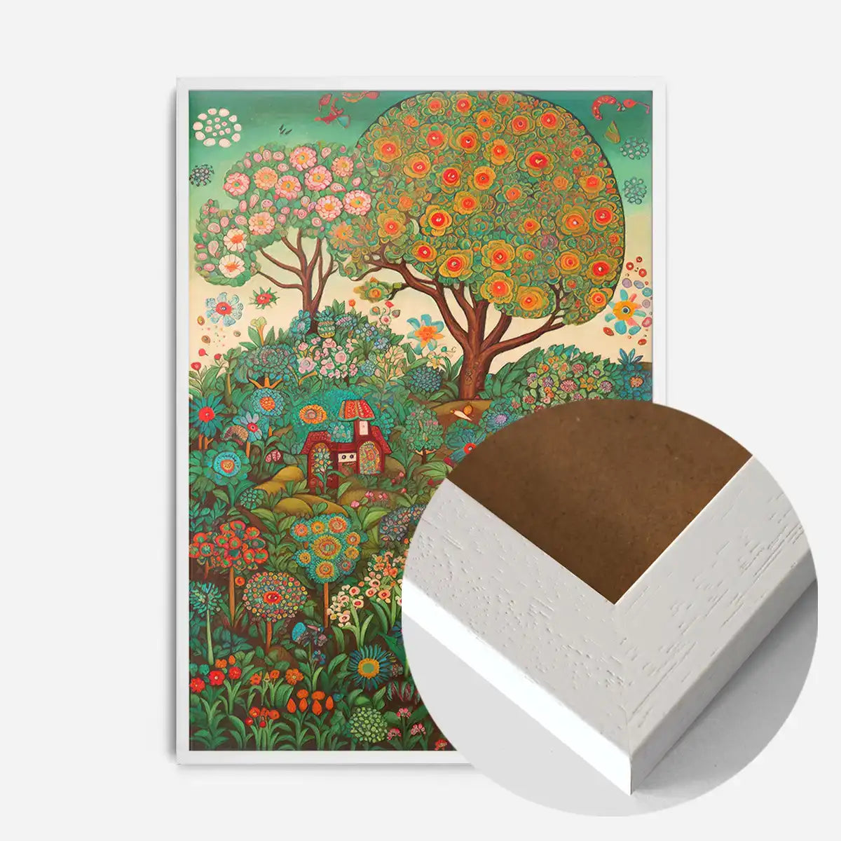 Folk Art Style Illustrated Forest Print