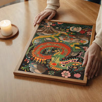 Folk Art Style Vintage Dragon Print