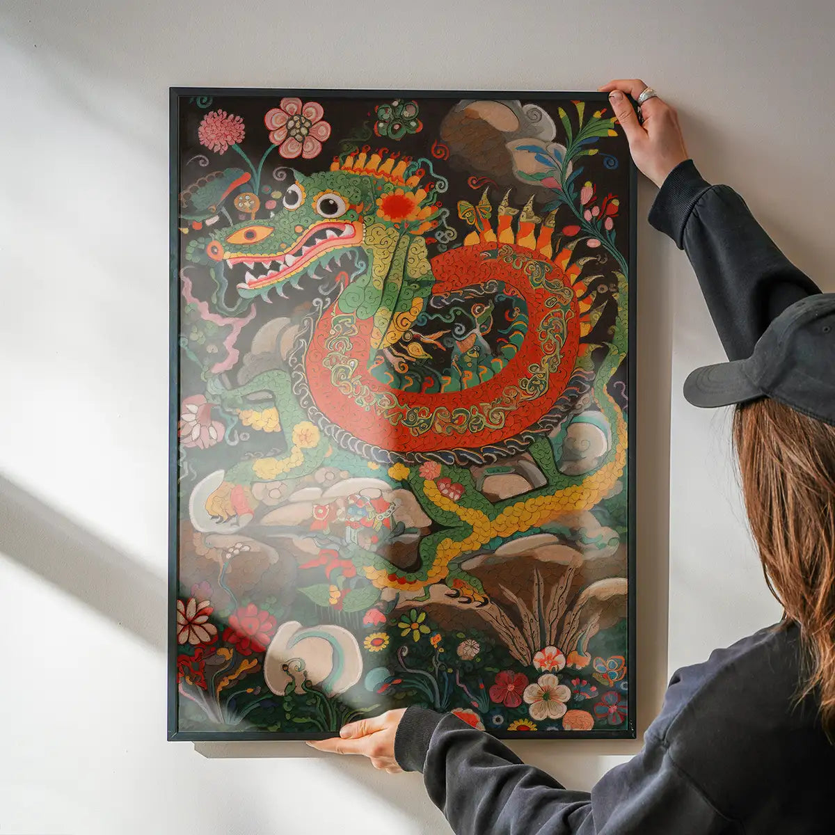 Folk Art Style Vintage Dragon Print