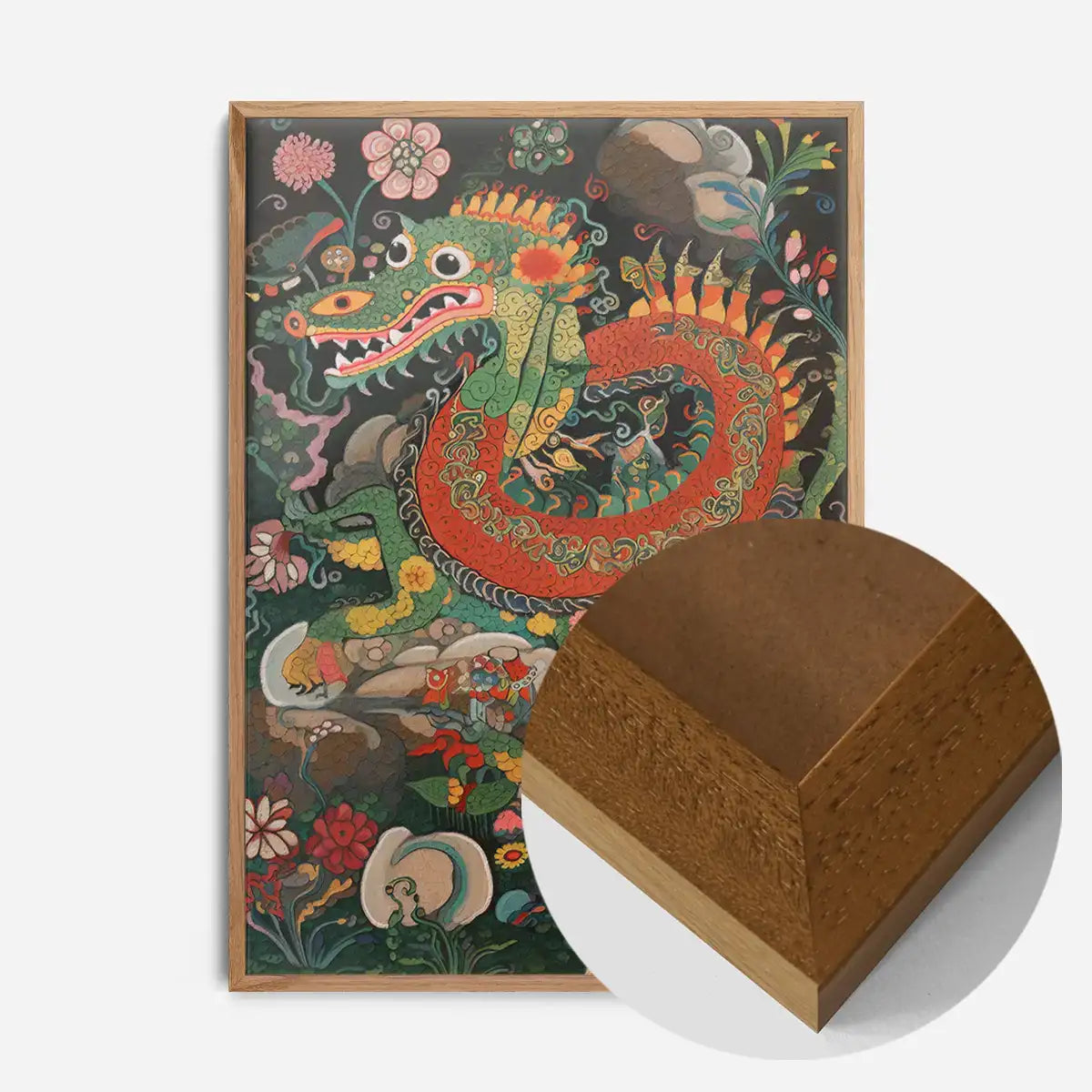 Folk Art Style Vintage Dragon Print