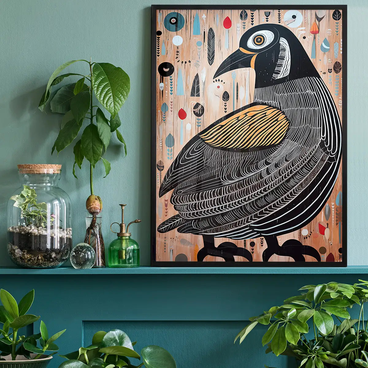 Folk Art Style Bird Print