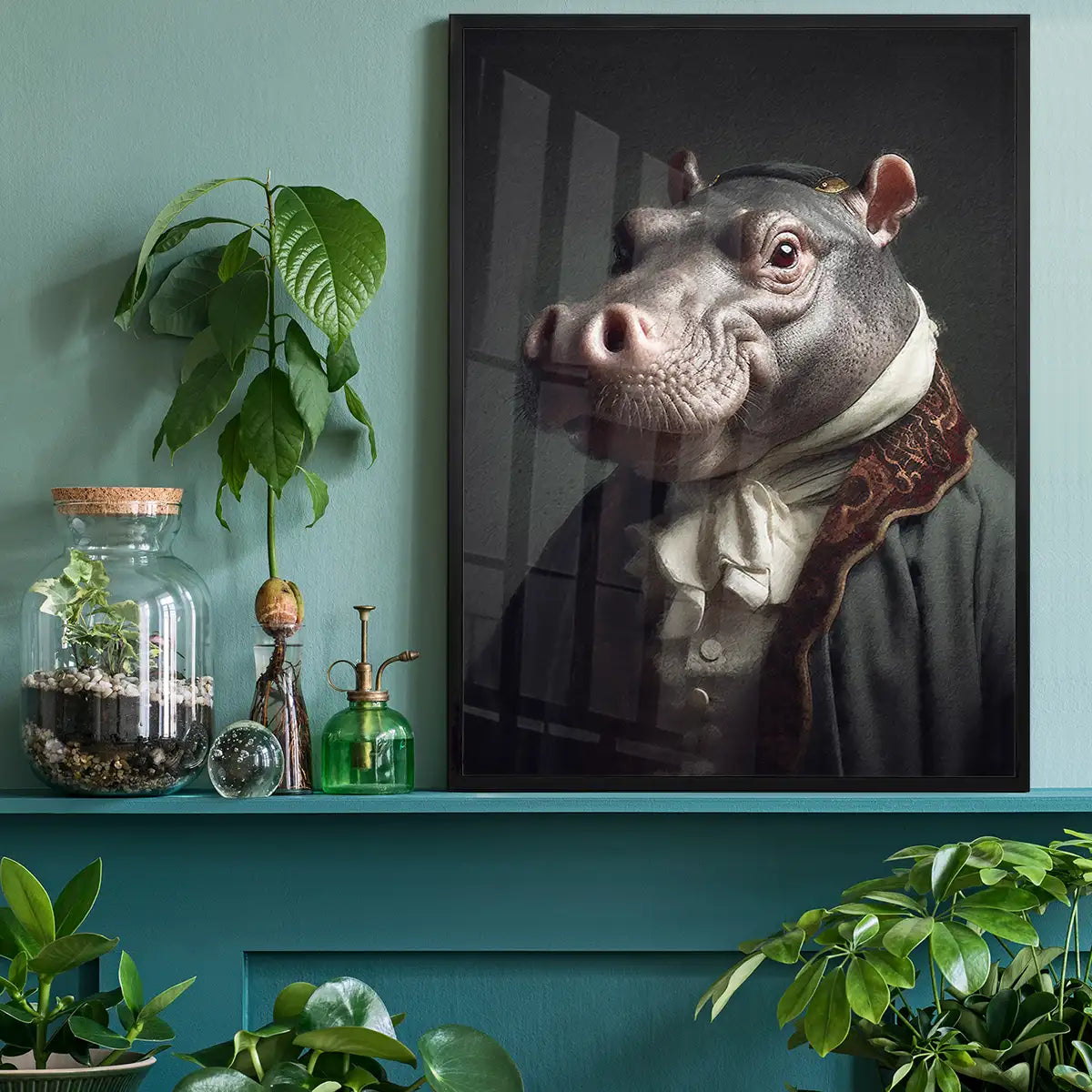 Hippo Animal Portrait Print