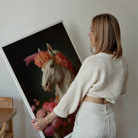 White Horse Animal Portrait Print