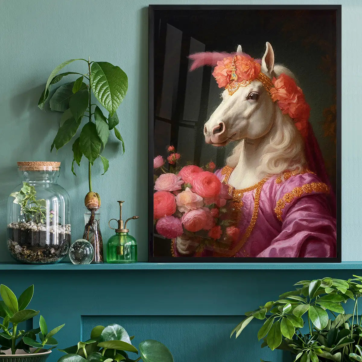 White Horse Animal Portrait Print