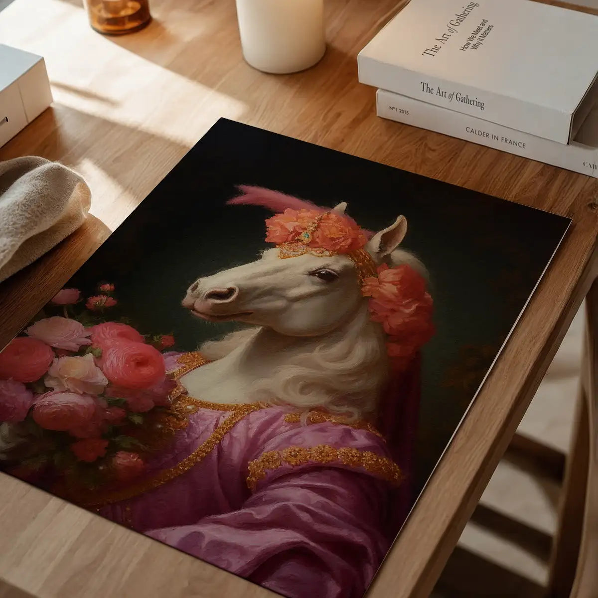 White Horse Animal Portrait Print