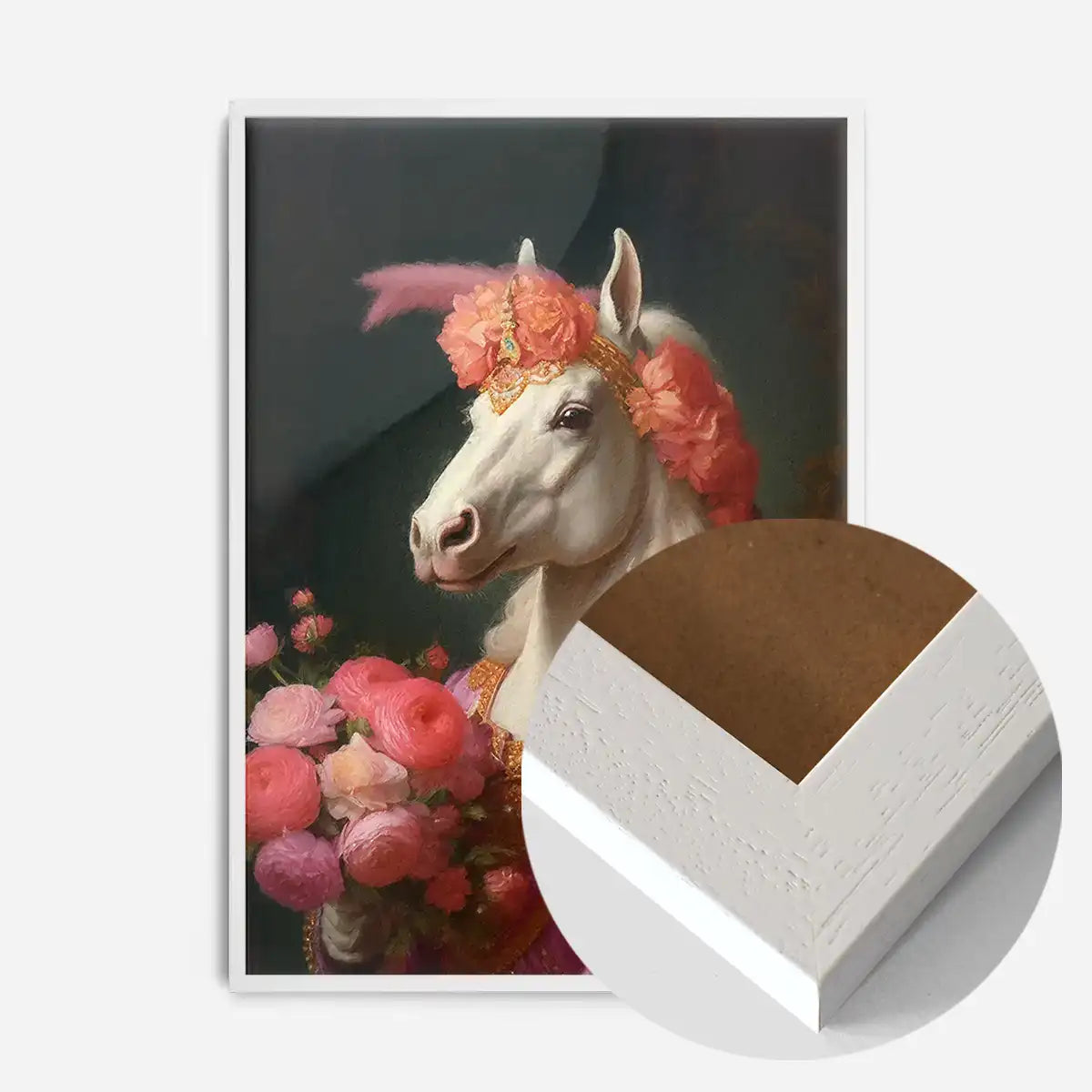 White Horse Animal Portrait Print