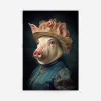Pig Lady Animal Portrait Print